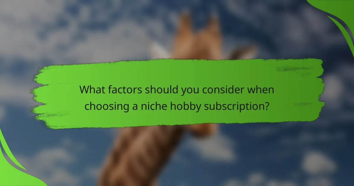 What factors should you consider when choosing a niche hobby subscription?